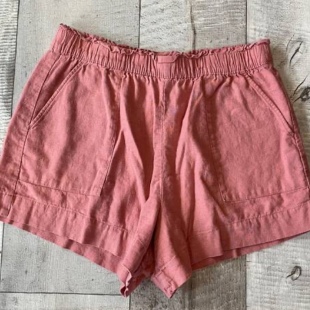 NWT Abercrombie linen blend pull-on shorts in terracotta, XS